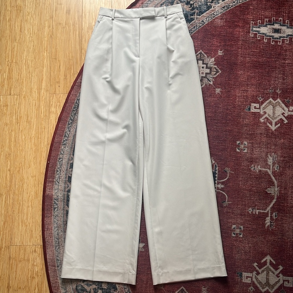 Zara Light Gray High-Waisted Trousers